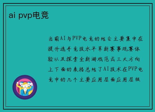 ai pvp电竞
